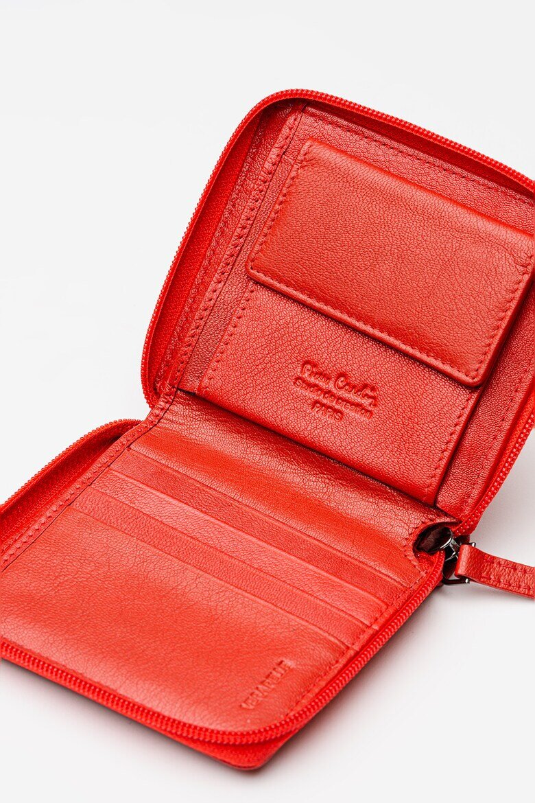 Pierre Cardin Кожен портфейл с цип Тъмночервен