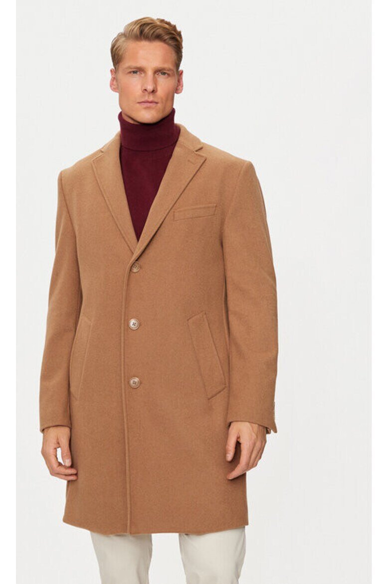 Pierre Cardin Мъжко палто 304463938 Вълна/Полиестер Кафяв Кафяв