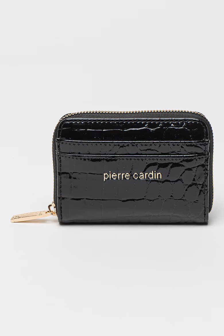 Pierre Cardin Портмоне с шагрен и цип Черен