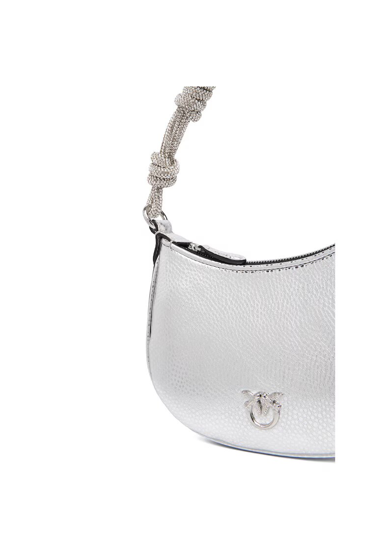 Pinko Дамска чанта Argento ZZFN Half Moon Baby C + M - розова - от естествена кожа