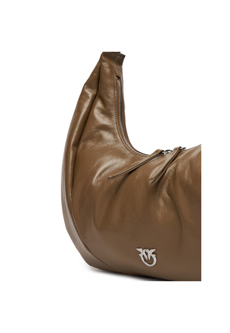 Pinko Дамска чанта Military X25S Slouchy Hobo Big - розова - от естествена кожа