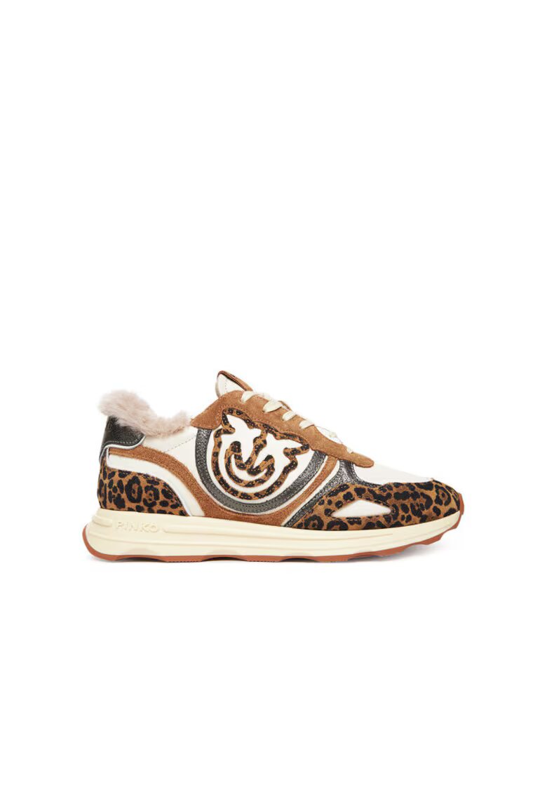 Pinko Дамски спортни обувки - Leopard M36 SS0087P121 - естествена кожа - кафяво/крем