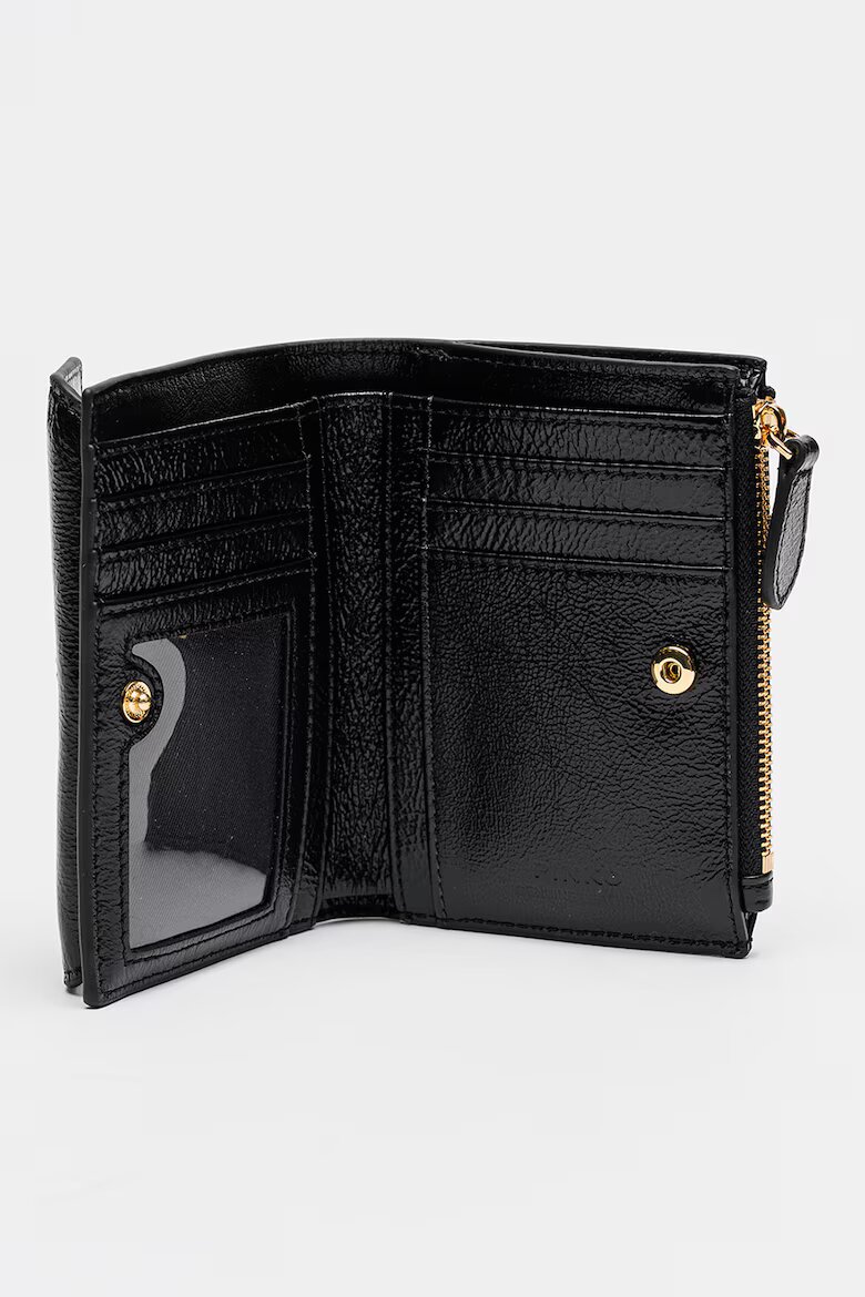 Pinko Кожен портфейл с двойно прегъване и външен джоб с капаче Антрацитно черно