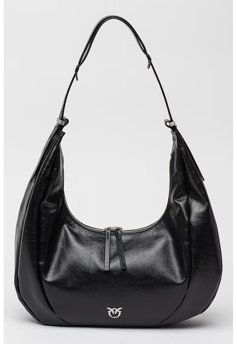 Pinko Кожена чанта Хобо Slouchy с лого