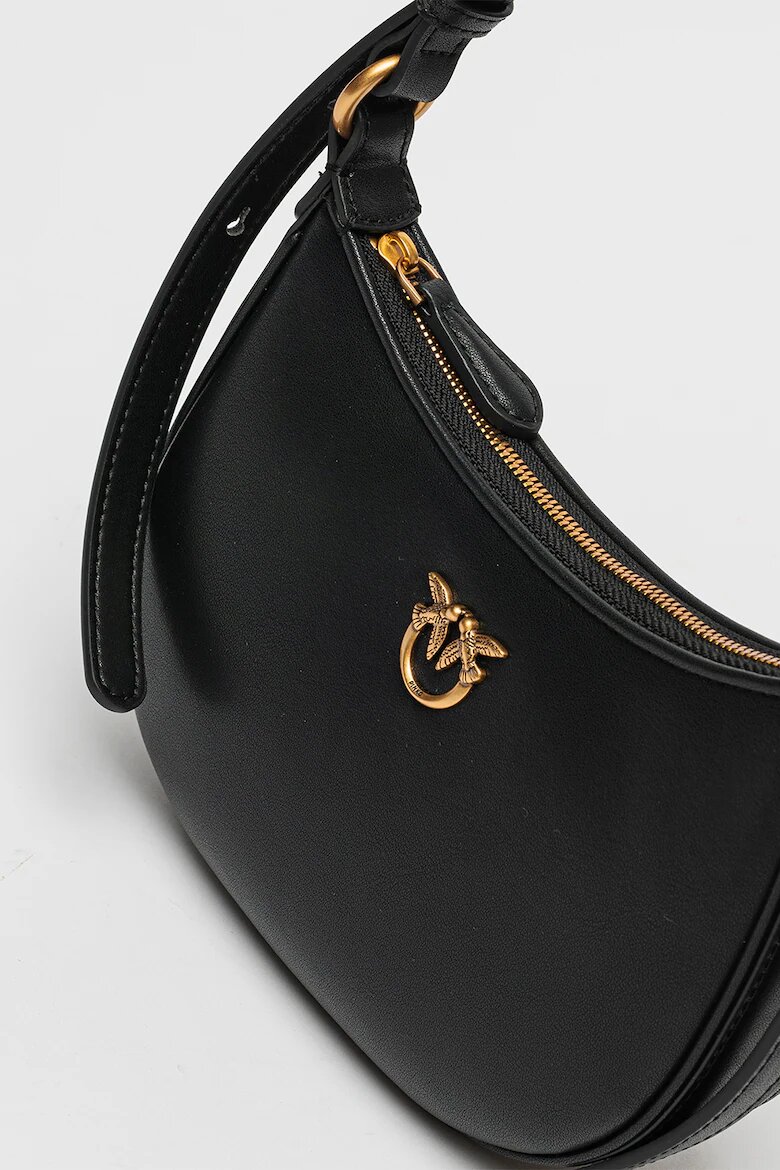 Pinko Кожена чанта за рамо Half Moon Черен