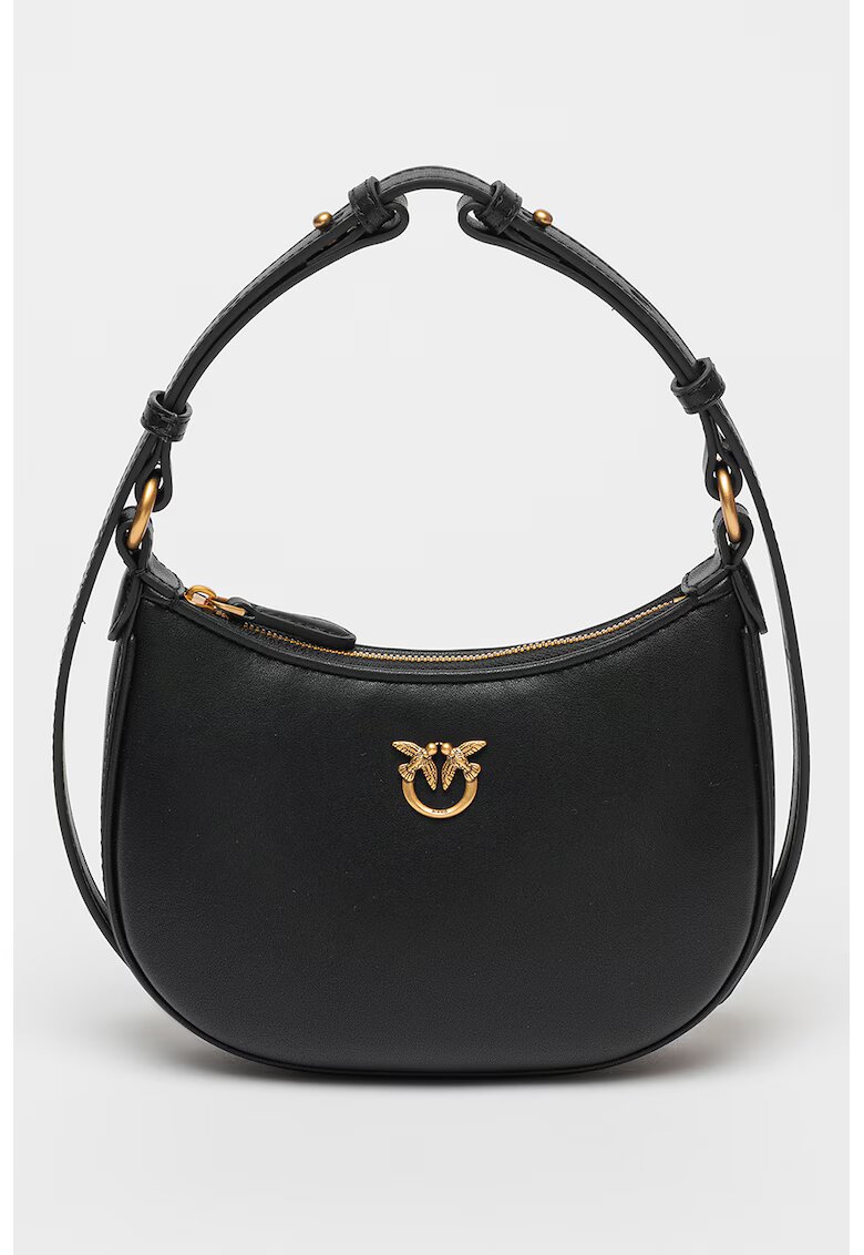 Pinko Чанта за рамо Half Moon Baby с бродерия от рафия