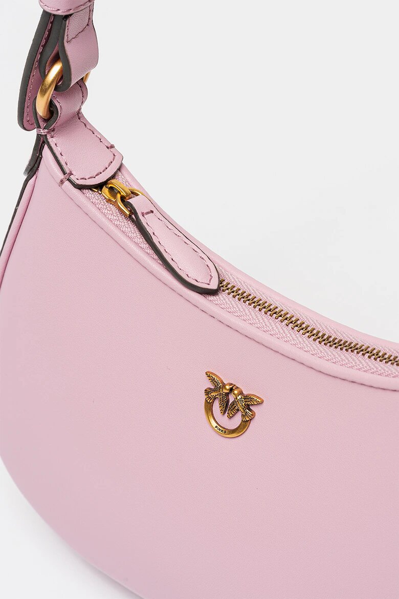 Pinko Кожена чанта за рамо Half Moon Пастелнорозов