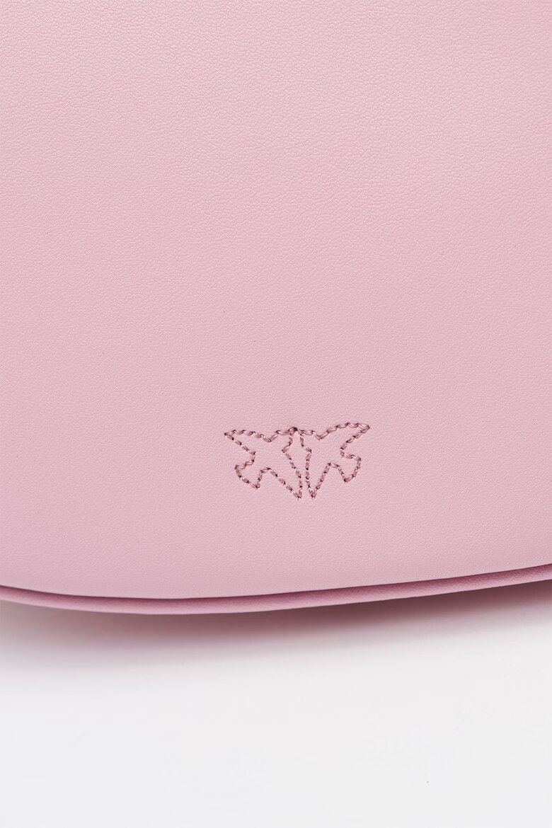 Pinko Кожена чанта за рамо Half Moon Пастелнорозов