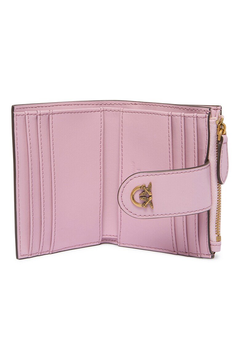 Pinko Кожено портмоне с метално лого Пастелнорозов