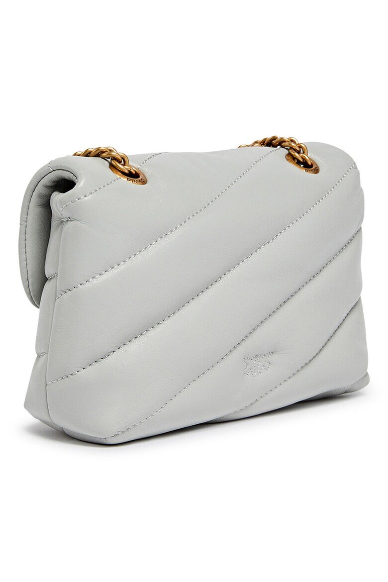 Pinko Ватирана кожена crossbody чанта Love Baby Puff Светло сив