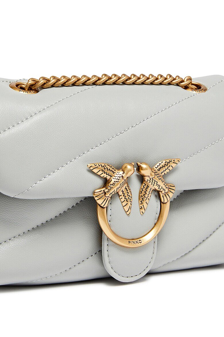 Pinko Ватирана кожена crossbody чанта Love Baby Puff Светло сив