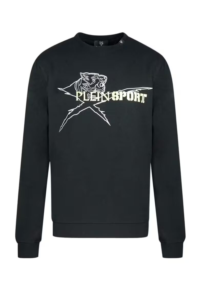 Plein Sport Блуза с метализиран принт отпред - Черен
