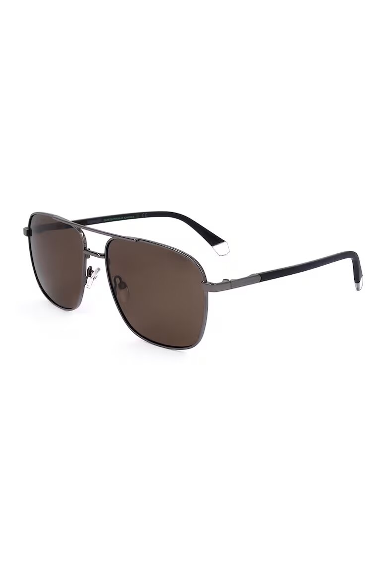 Polaroid Квадратни слънчеви очила Aviator с поляризация - Черен