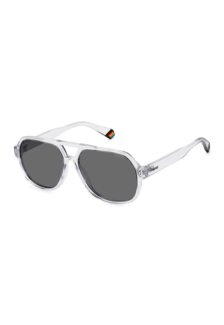 Polaroid Унисекс слънчеви очила Aviator с поляризация - Черен/Прозрачен