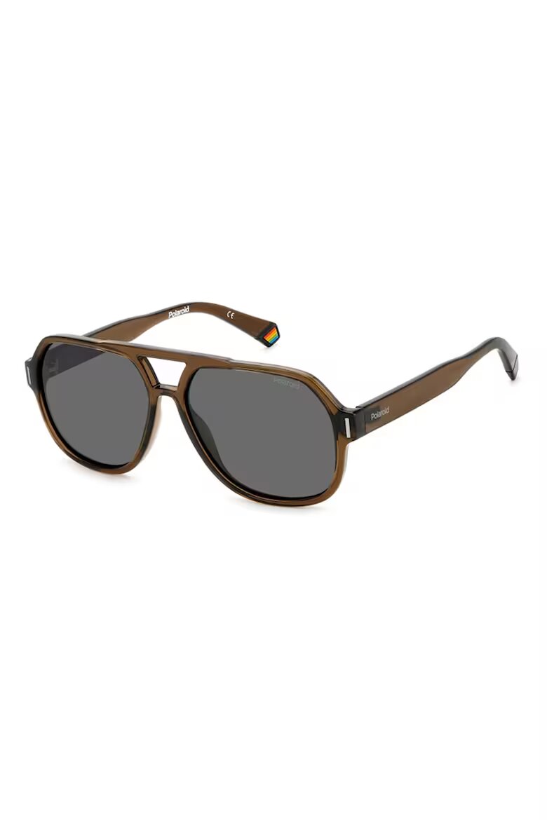 Polaroid Унисекс слънчеви очила Aviator с поляризация Кафяв/Антрацитно сиво