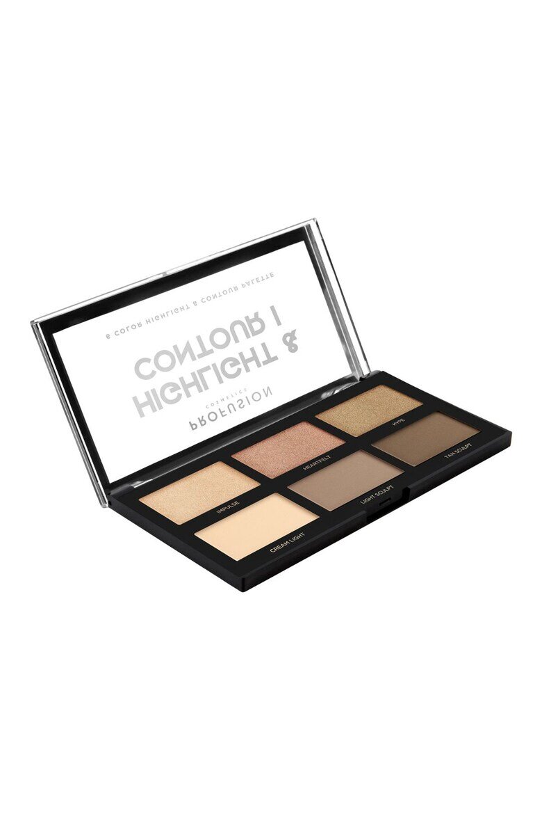 Profusion Cosmetics Палитра за контуриране и осветяване Highlight & Contour I 6 нюанса 16 g