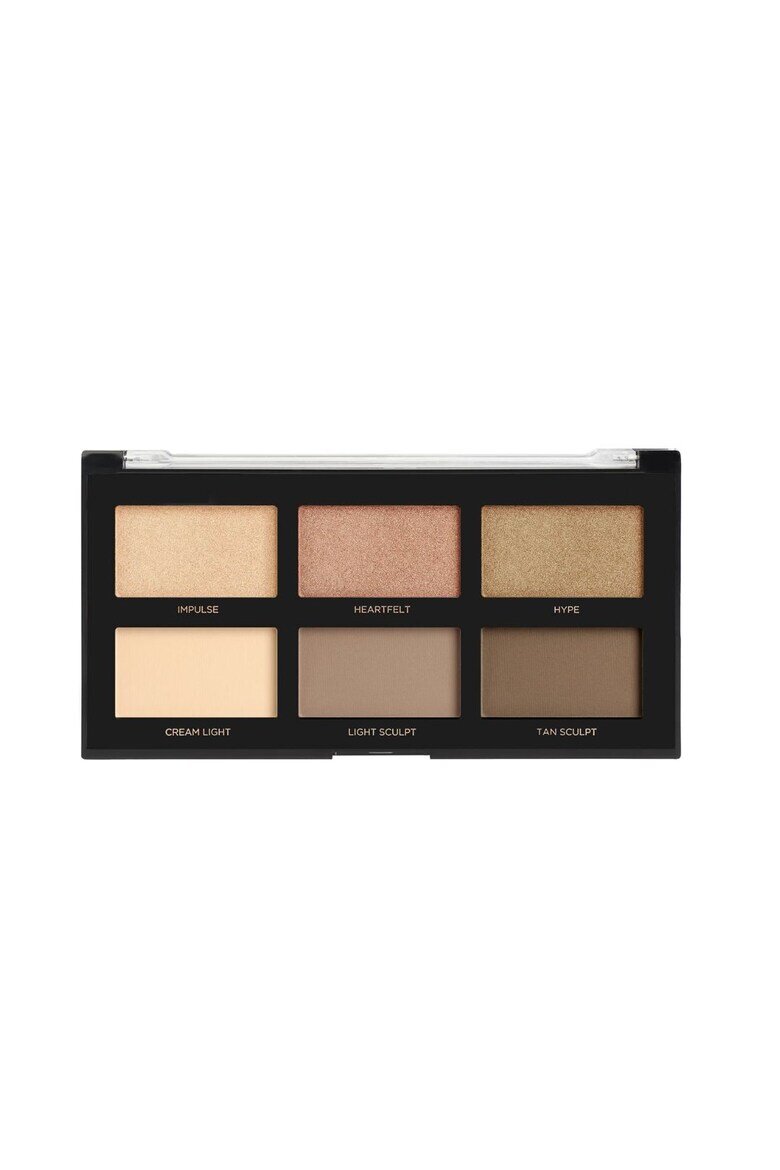 Profusion Cosmetics Палитра за контуриране и осветяване Highlight & Contour I 6 нюанса 16 g