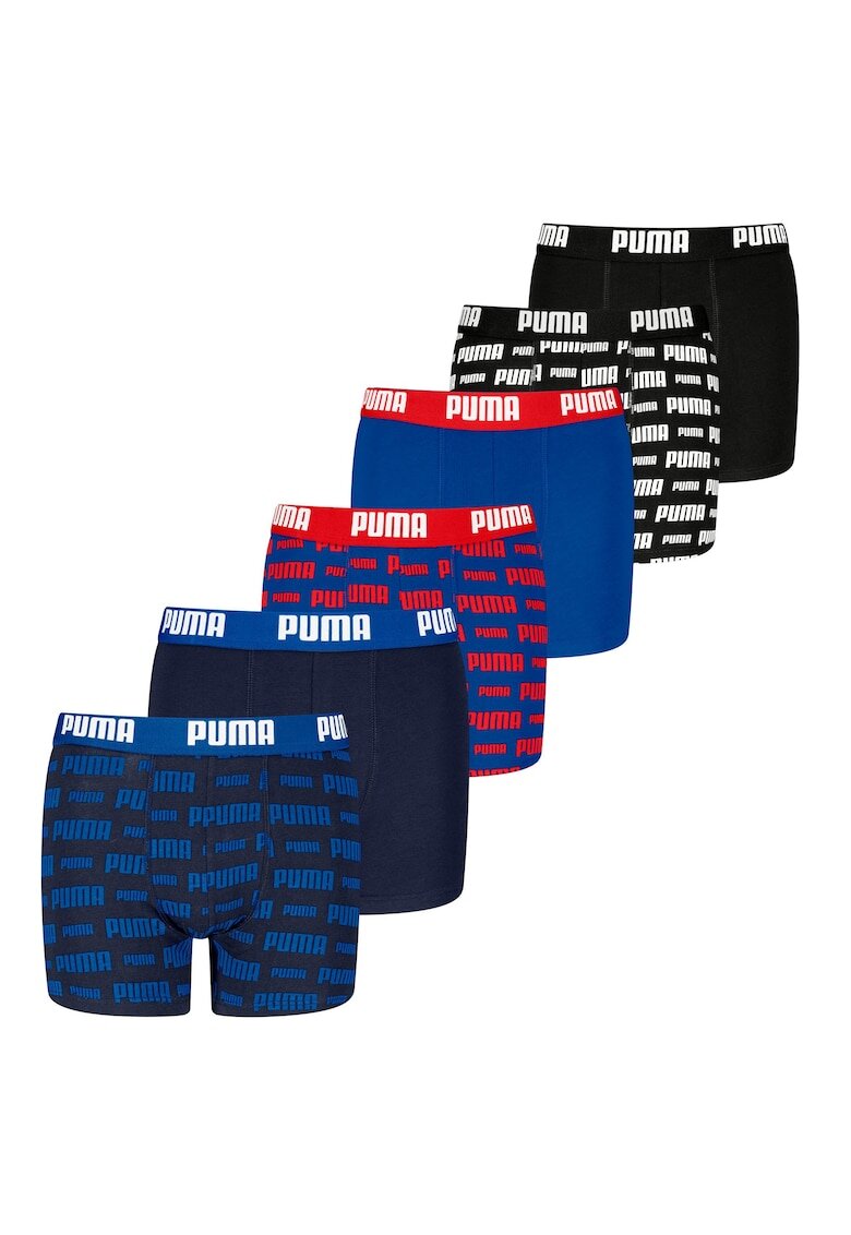 Puma Боксерки с лога - 6 чифта - Червен/Черен/Син