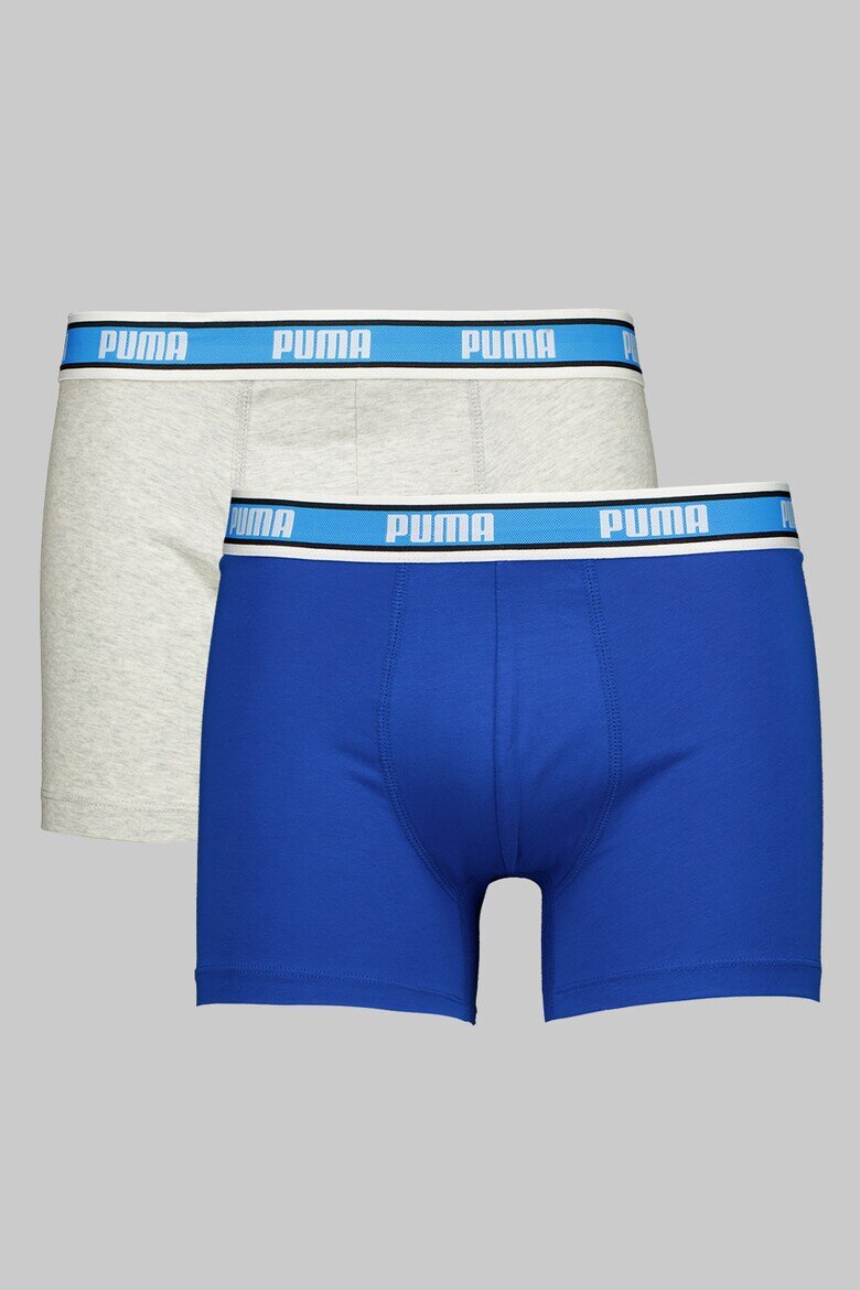 Puma Боксерки с лого на талията - 3 чифта Аленочервен/Светлосив меланж