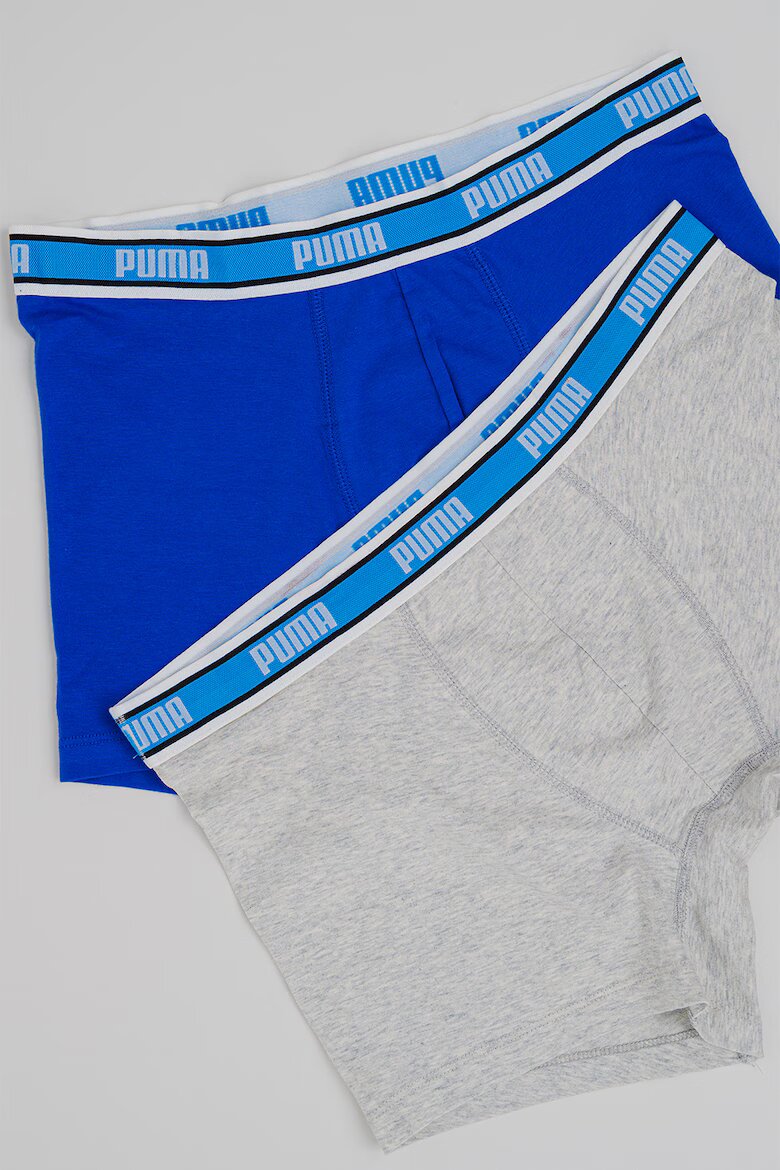 Puma Боксерки с лого на талията - 3 чифта Аленочервен/Светлосив меланж