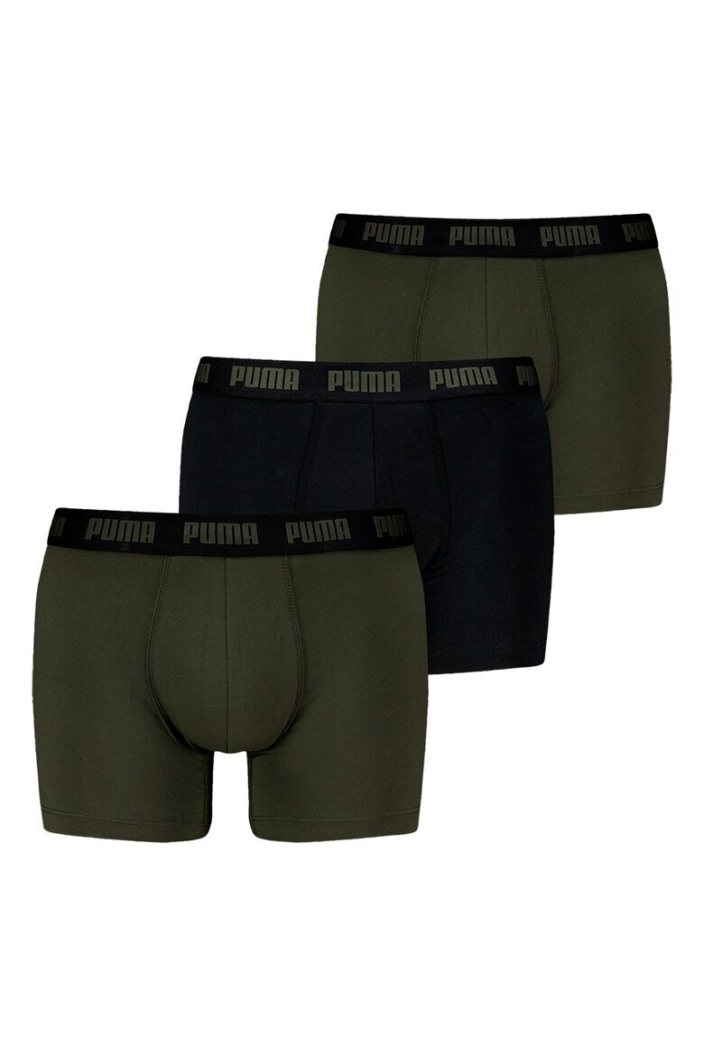 Puma Боксерки с лого на талията - 3 чифта Черен/Каки