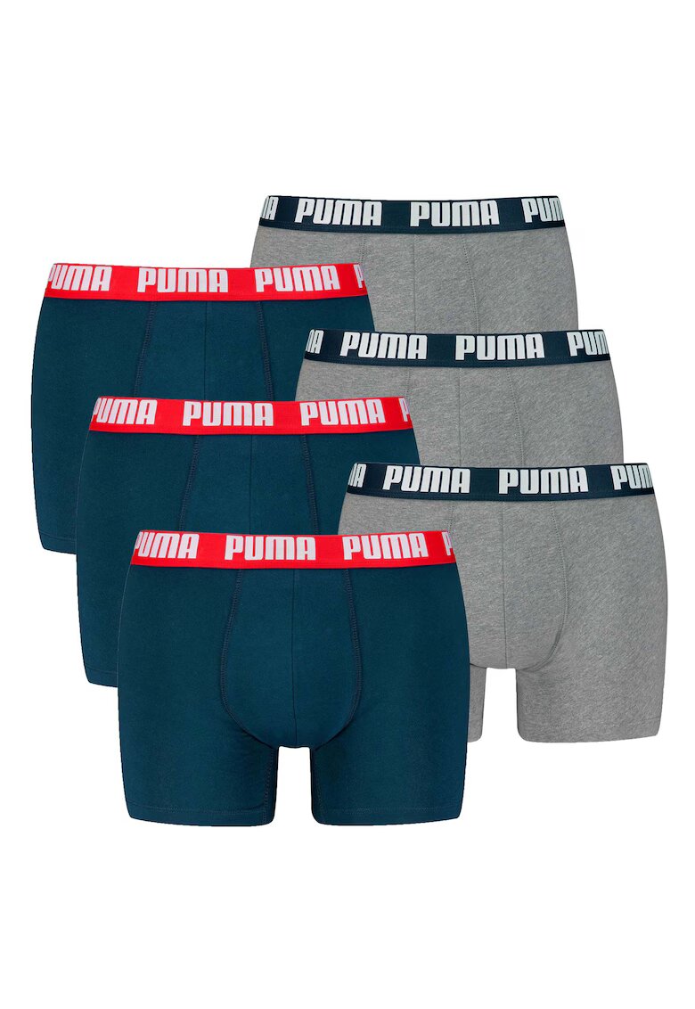 Puma Боксерки с лого на талията - 6 чифта - Черен/Сив