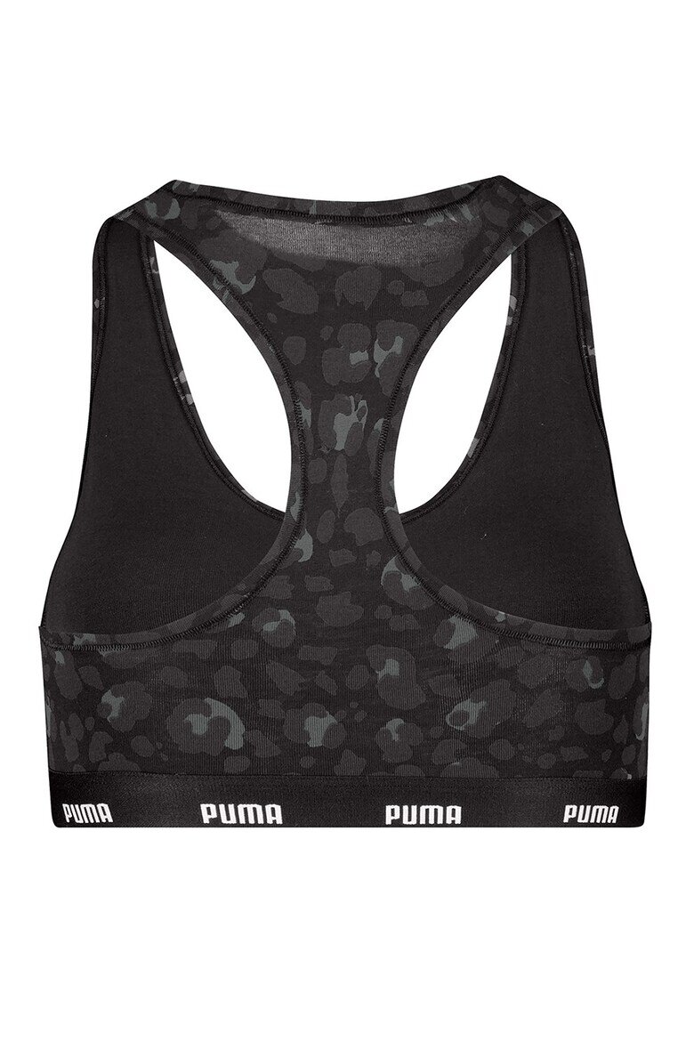Puma Бюстие с шарка и изрязан гръб Черен/Антрацитно сиво