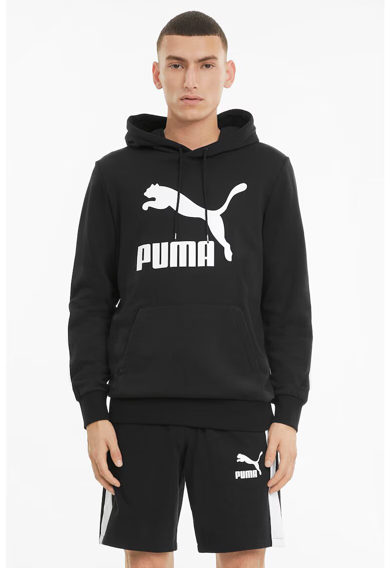 Puma Худи Classics с лого и джоб кенгуру - Бял/Черен