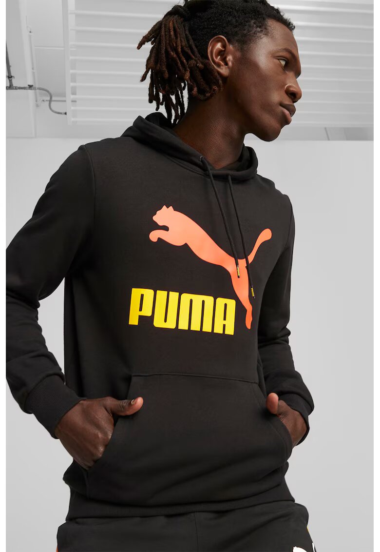 Puma Худи Classics с лого и джоб кенгуру - Черен/Жълт/Оранжев