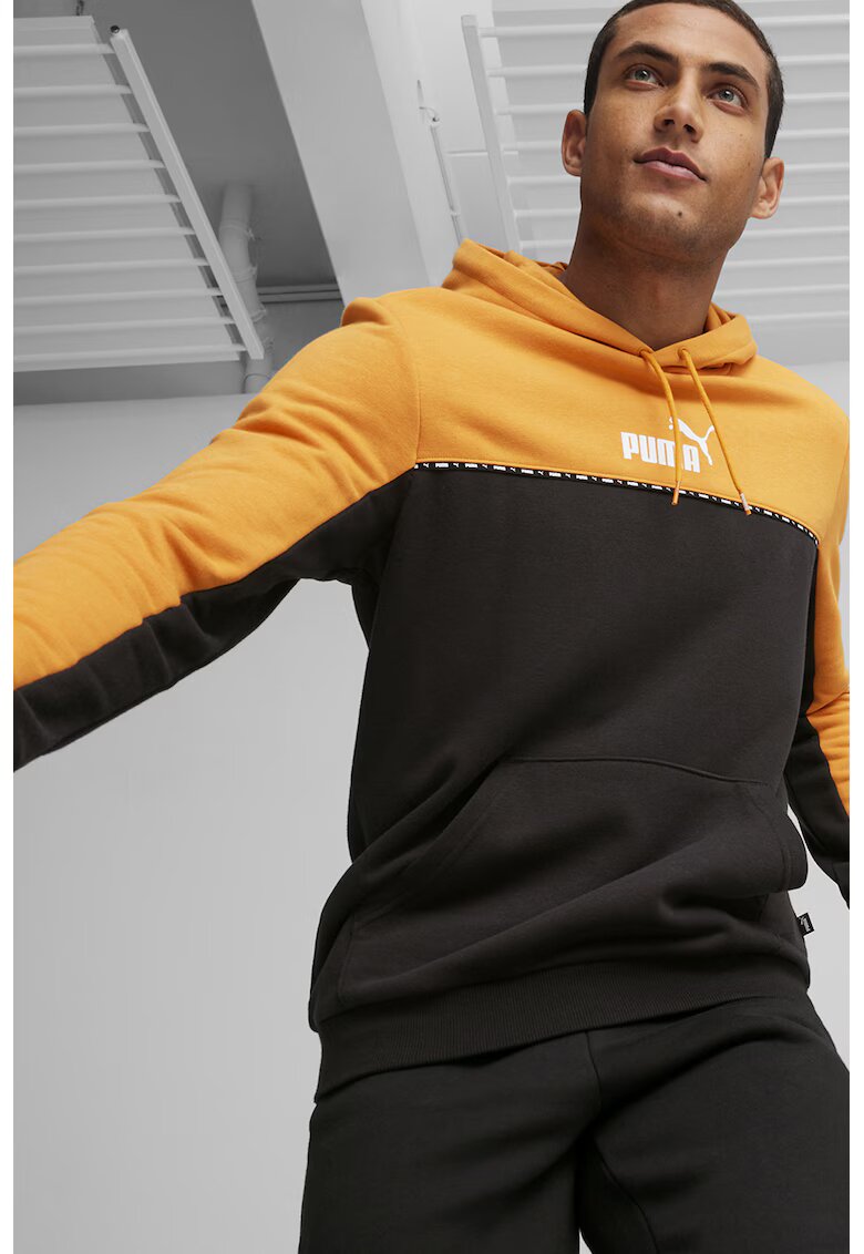 Puma Худи ESS Block x Tape с джоб кенгуру - Черен/Оранжев