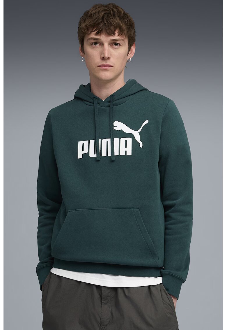 Puma Худи Essentials с лого - Бял/Тъмнозелен