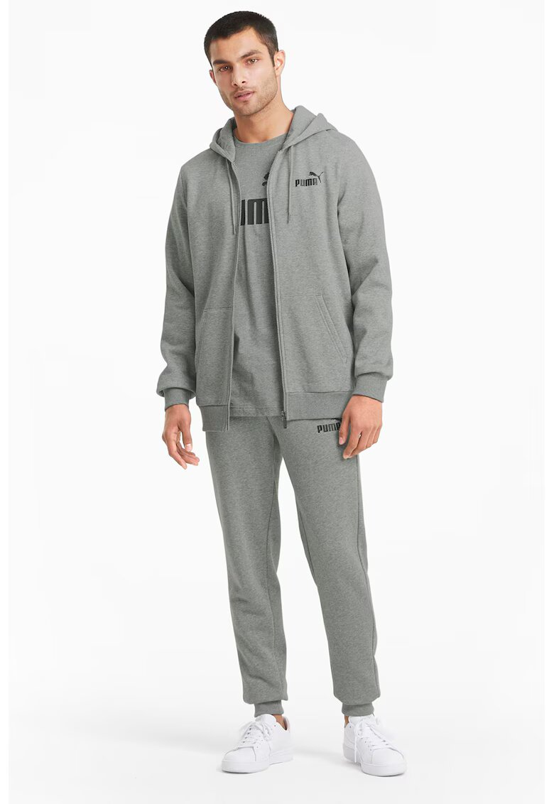 Puma Худи Essentials с лого и цип - Сив меланж