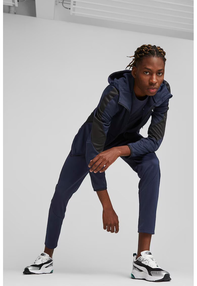 Puma Худи Evostripe с цип и лого - Черен/Тъмносин