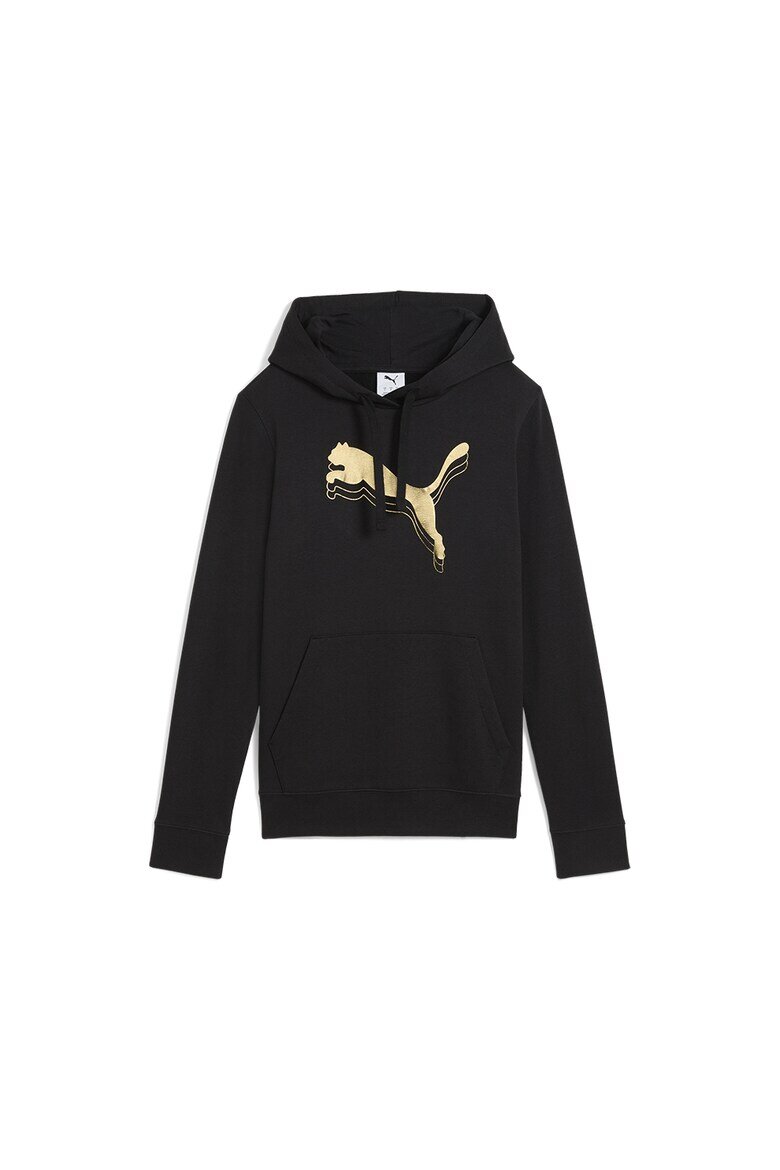 Puma Худи с джоб кенгуру и лого Златист/Черен
