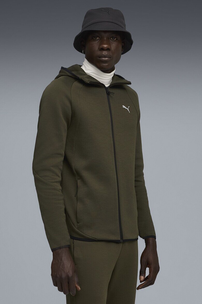 Puma Худи с джобове встрани и цип Бледо каки