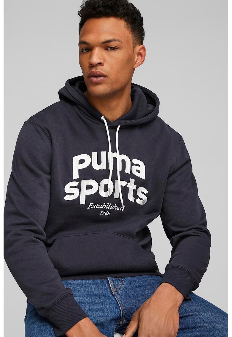 Puma Худи с памук с бродирано лого - Бял/Тъмносин