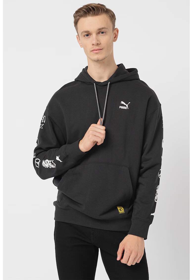 Puma Худи Staple с принт - Бял/Черен