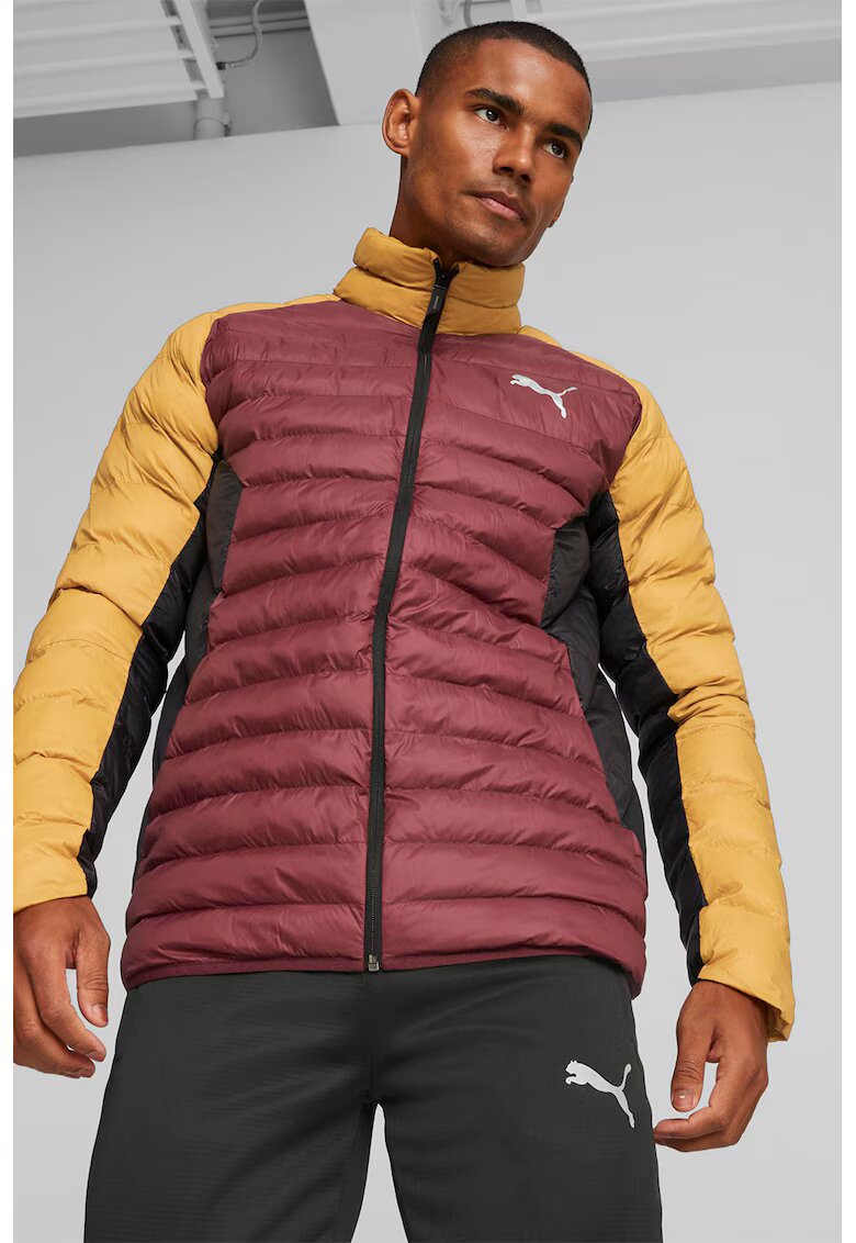 Puma Капитонирано непромокаемо зимно яке PackLITE - Бордо/Черен/Оранжев