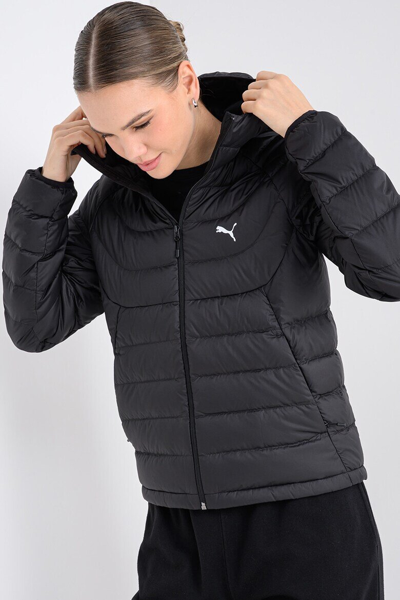 Puma Капитонирано яке с качулка и лого Черен
