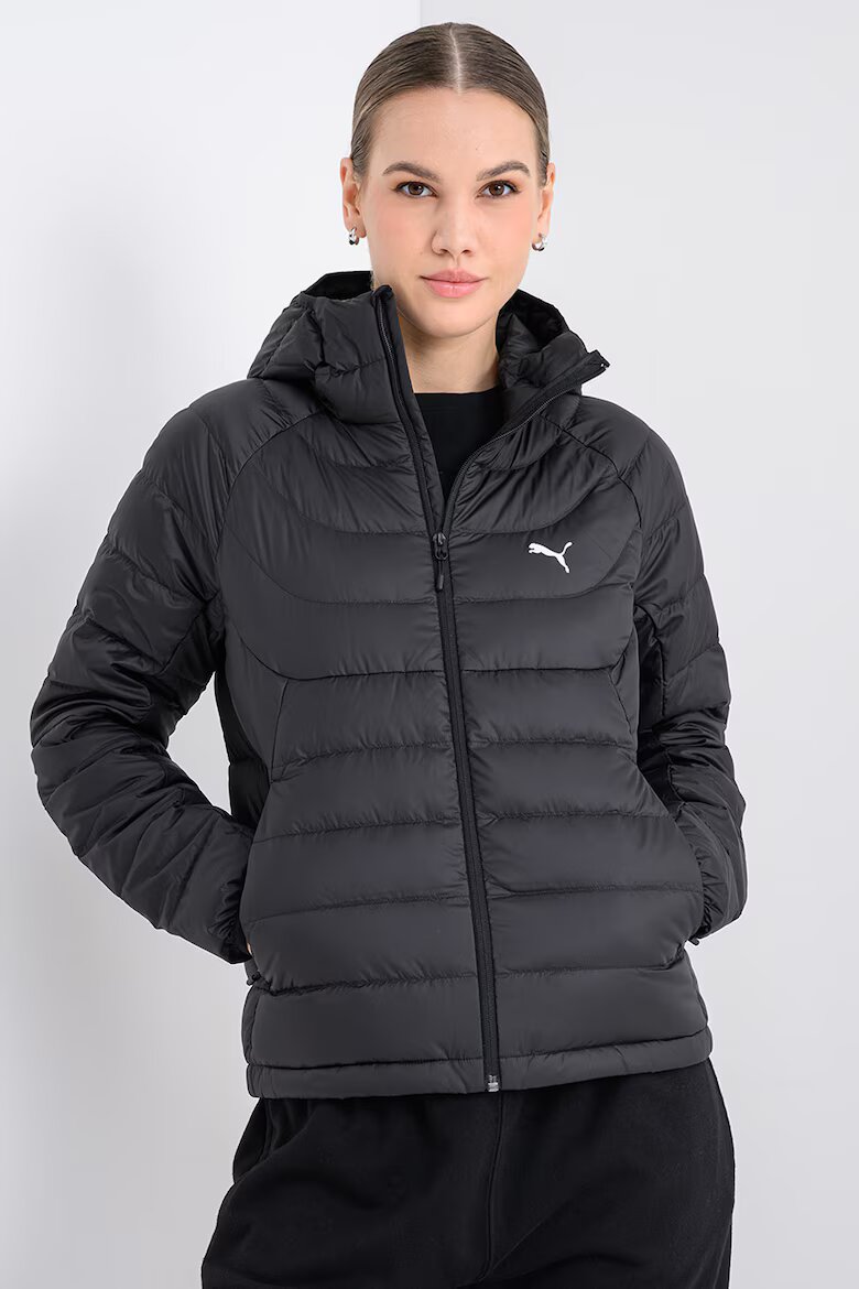 Puma Капитонирано яке с качулка и лого Черен