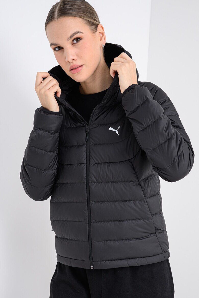 Puma Капитонирано яке с качулка и лого Черен