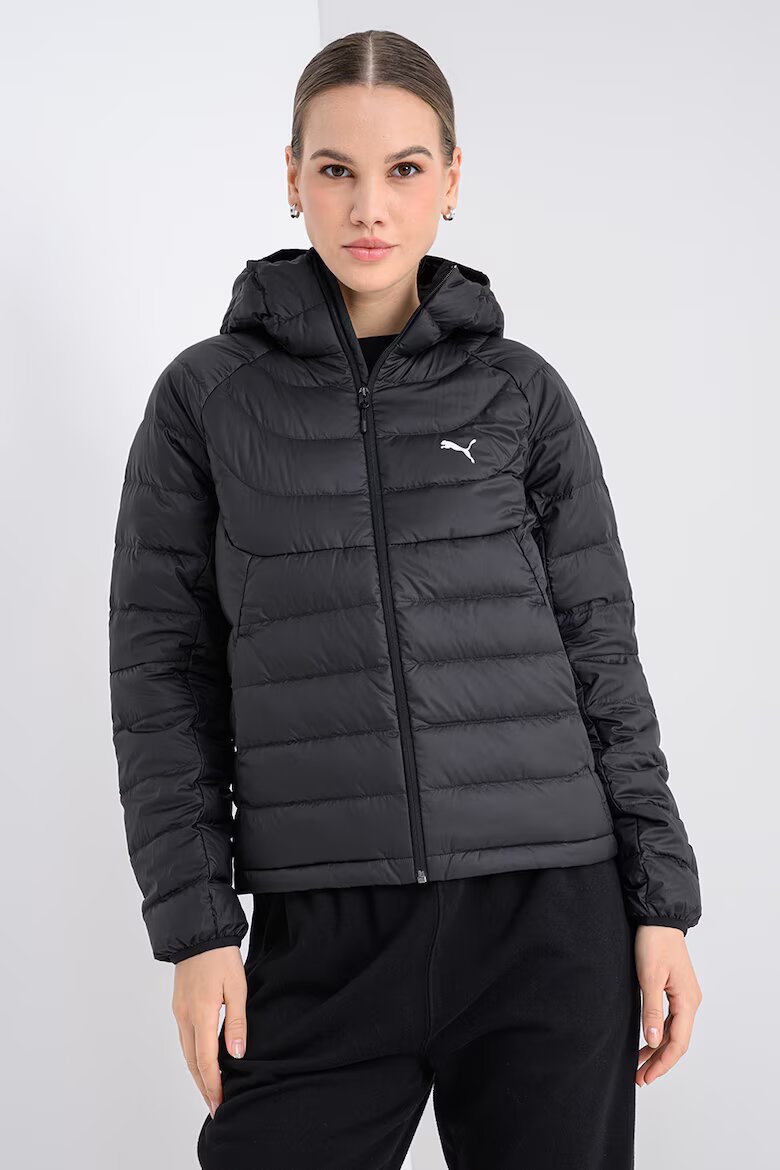 Puma Капитонирано яке с качулка и лого Черен