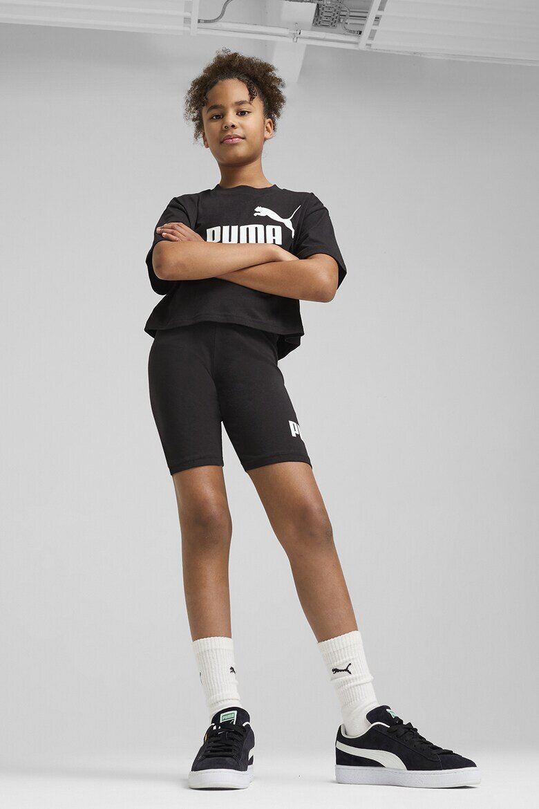 Puma Къс панталон с памук с лого Бял/Черен
