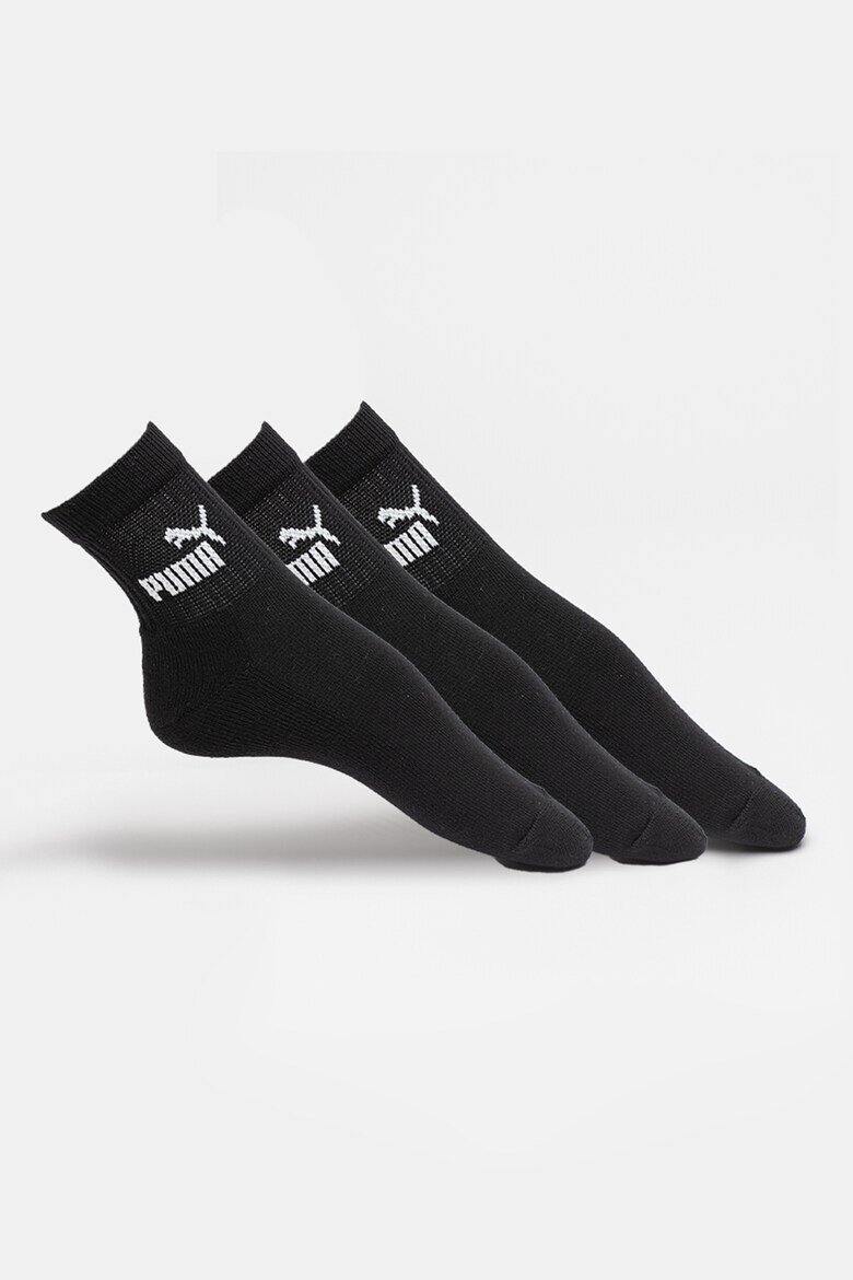 Puma Къси чорапи с лого - 3 чифта Черен/Мръснобял