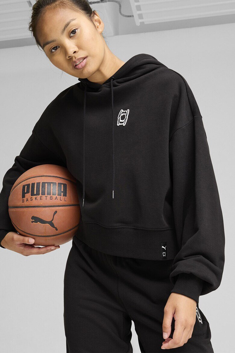Puma Късо баскетболно худи Pivot с лого Бял/Черен