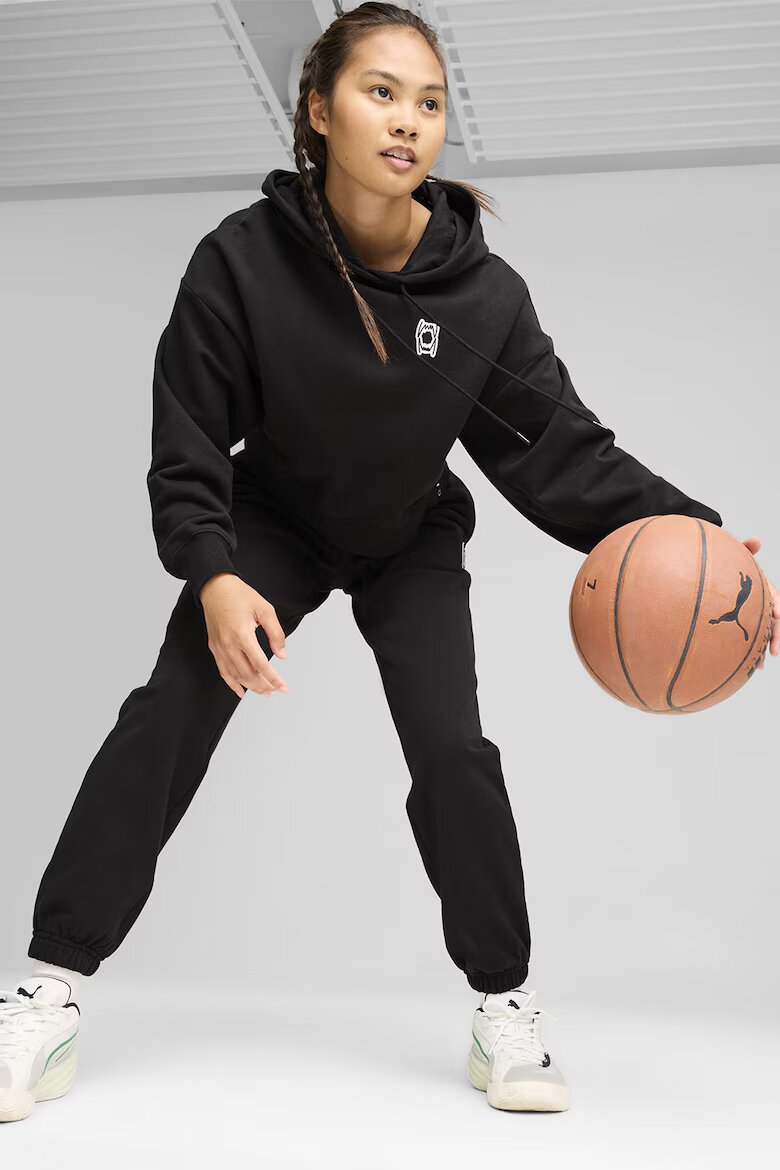 Puma Късо баскетболно худи Pivot с лого Бял/Черен