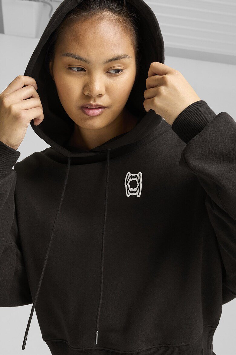 Puma Късо баскетболно худи Pivot с лого Бял/Черен