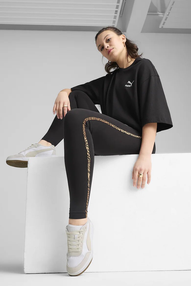 Puma Клин с памук и детайл с принт Черен/Кафяв