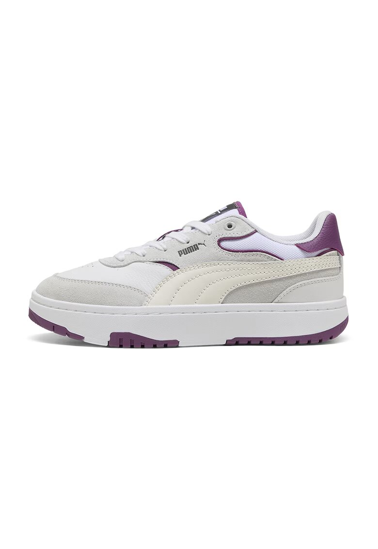 Puma Кожени маратонки Cali Sylva с велур - Тъмновиолетов/Мръснобял