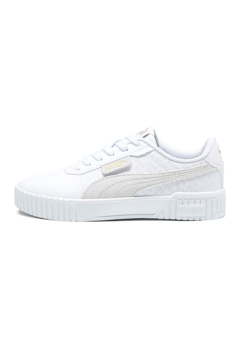 Puma Кожени спортни обувки Carina 2.0 Logobsession с велур - Бял/Мръснобял